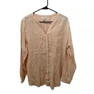 Sundance Baby Pink 100% Linen Button Down Blouse